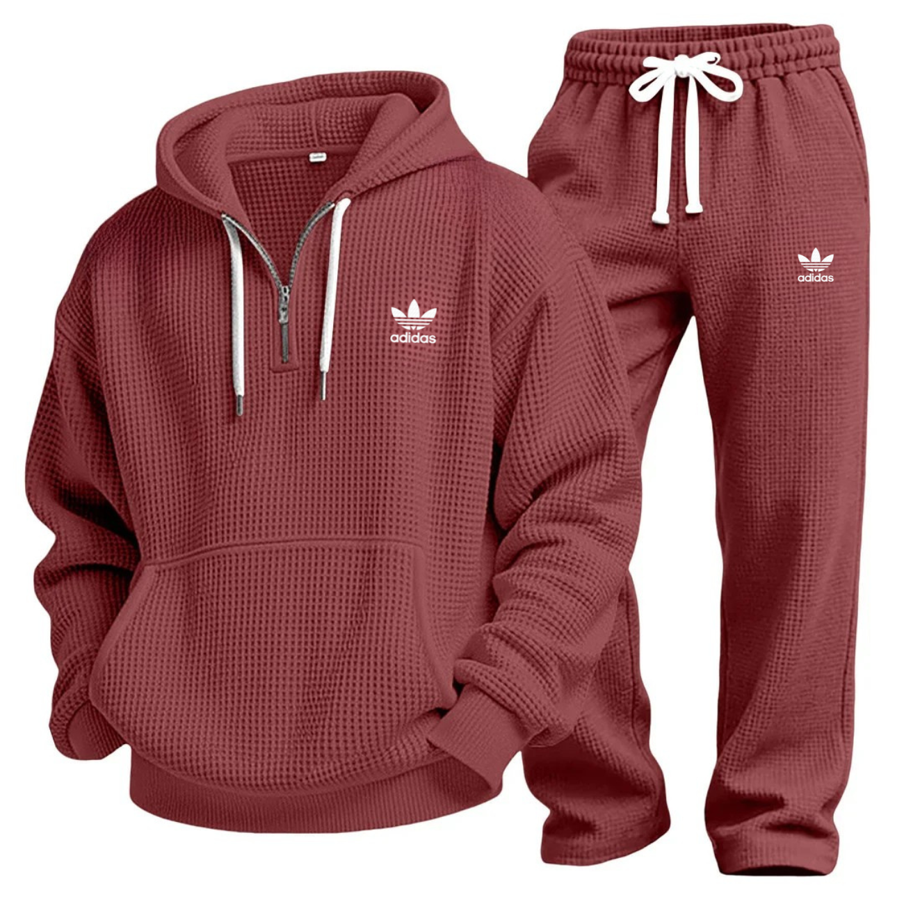 Aldren Waffle-Knit Performance Hoodie and Jogger Tracksuit Set