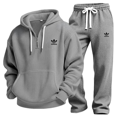 Aldren Waffle-Knit Performance Hoodie and Jogger Tracksuit Set