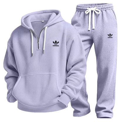 Aldren Waffle-Knit Performance Hoodie and Jogger Tracksuit Set