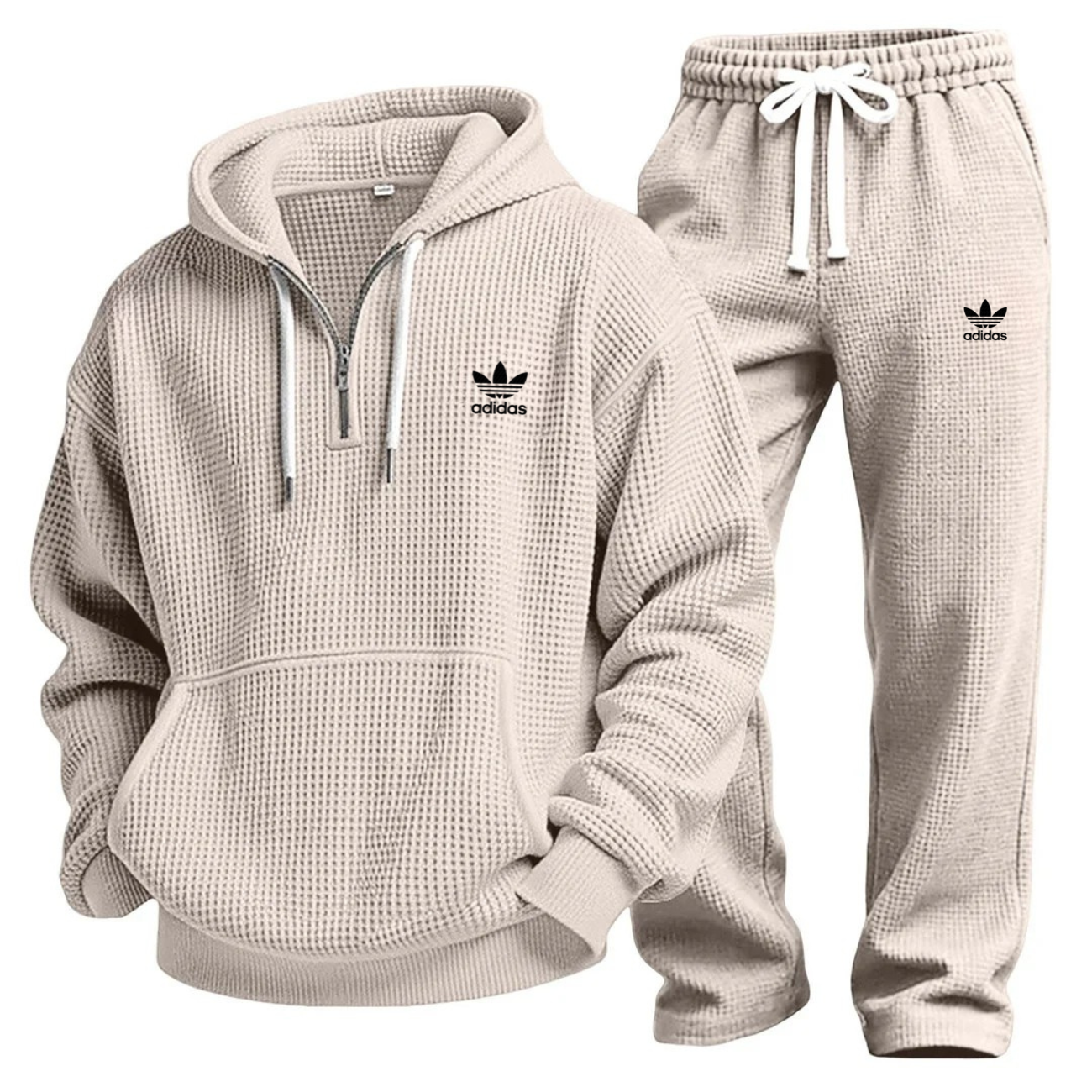 Aldren Waffle-Knit Performance Hoodie and Jogger Tracksuit Set