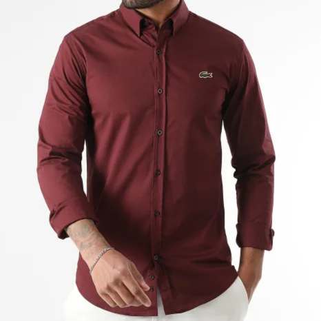 Chemise Homme Slim Fit à Manches Longues en Coton