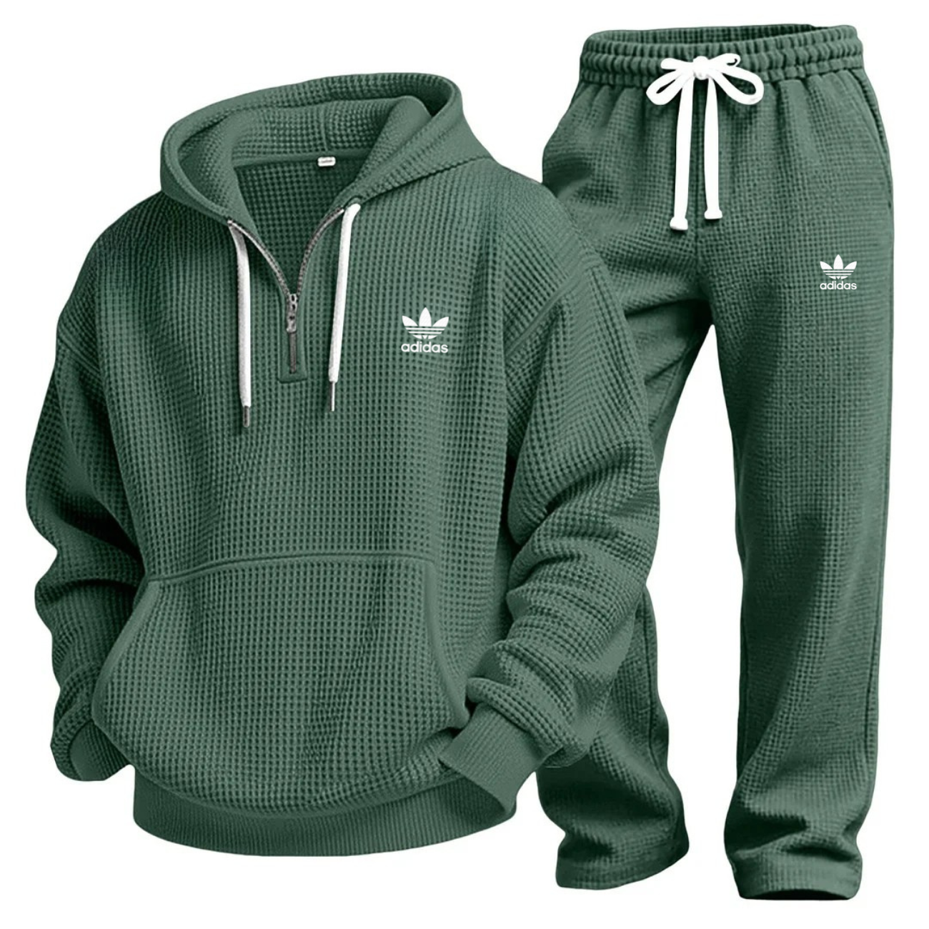 Aldren Waffle-Knit Performance Hoodie and Jogger Tracksuit Set