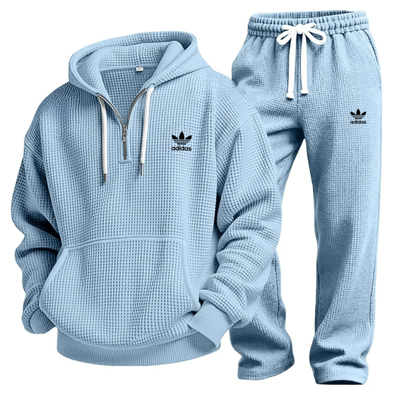 Aldren Waffle-Knit Performance Hoodie and Jogger Tracksuit Set