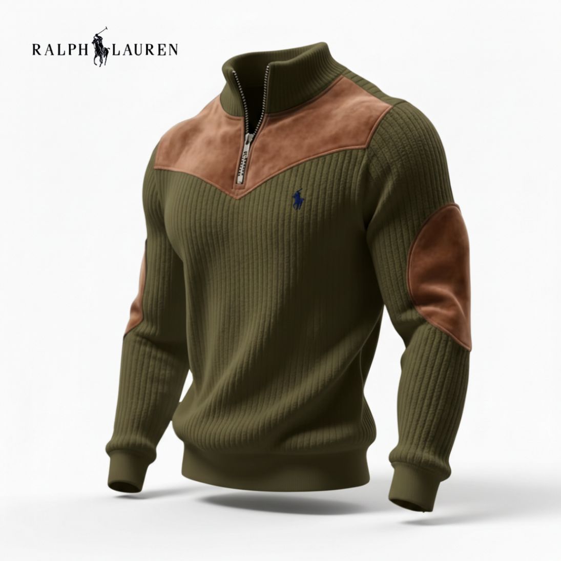 Pull Zippé Côtelé Avec Détails En Daim